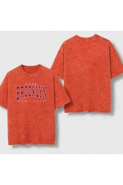-Unisex Oversize T-Shirt Brooklyn Printed 100% Cotton Comfortable Fit