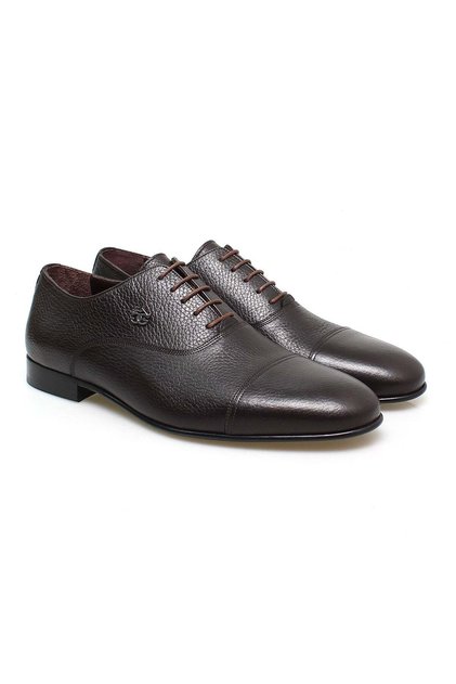 Brown Lace-Up Genuine Leather Sole Men's Shoes
