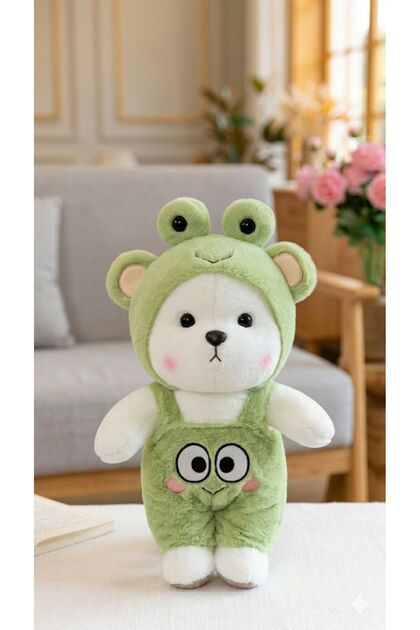 Puffy 30 cm kurbağa ve ördek kostümlü sevimli peluş ayı puffy hug