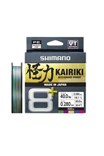 shimano Kairiki 8+ İp Misina 300m Multicolor PE 4.0 0.28mm / 30.4
