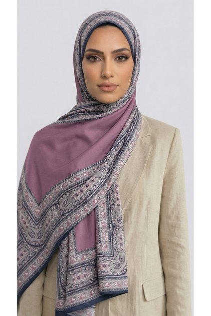 Chain Pattern Cotton Shawl - Lila
