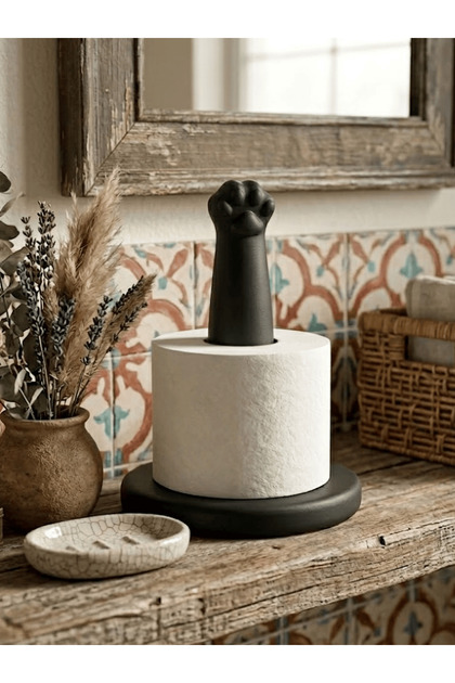 Black Pati Toilet Paper Holder | Decorative Toilet Paper Holder | Bathroom Accessory