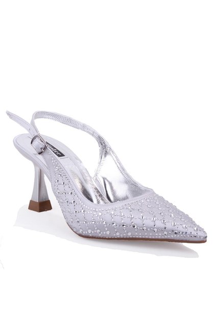 Dza07-1143750 Silver 7.5 cm Thin Heeled Evening Dress Women's Shoes