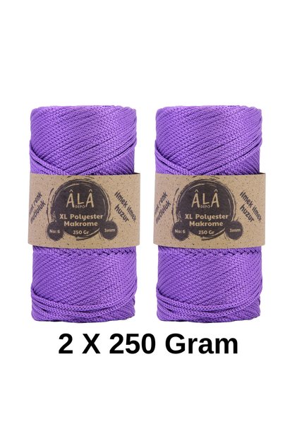 2 Pieces XL Polyester Macrame No:6 (Thick) Bag String 2X250 Grams (Total 500 Grams)
