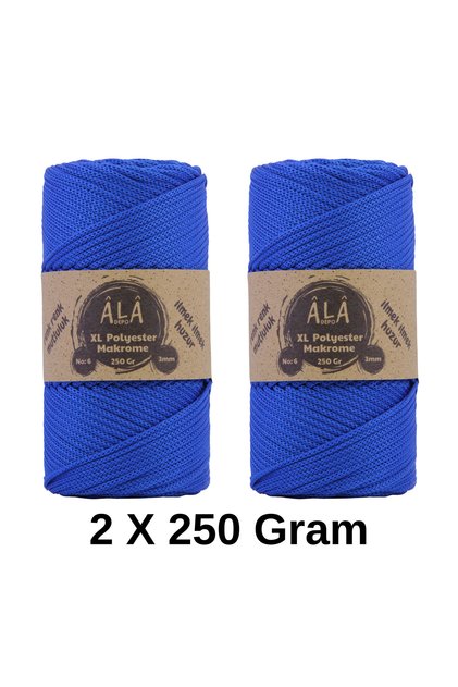 2 Pieces XL Polyester Macrame No:6 (Thick) Bag String 2X250 Grams (Total 500 Grams)