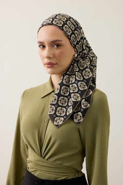 Soft Scarf 1249 Black Khaki