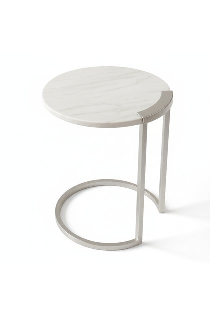 Stowe Modern Round Faux Marble C-Shaped Side Table-Majestic Stowe table