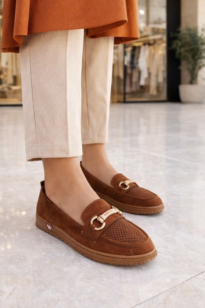 Kadın Süet Tokalı Loafer