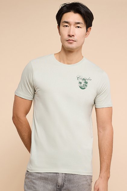 Print Detail T-Shirt with Crew Neck and Short Sleeves
