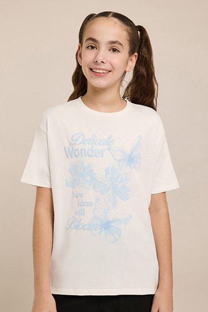 Graphic Print T-Shirt with Crew Neck and Short Sleeves