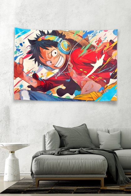 Laptop cu stil graffiti Luffy, artă stradală