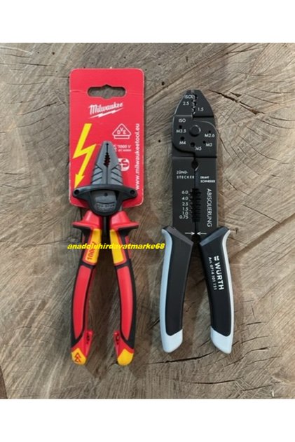 180MM PENSE COBALT ÇELİK 1000V 3FONK WÜRTH KABLO SIKMA PENSE 2SET