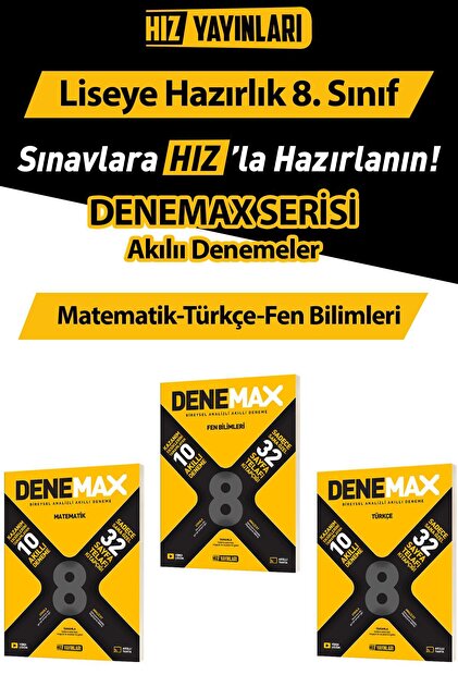 Hız Yayınları Denemax Akıllı Deneme Türkçe-Matematik-Fen Bilimleri