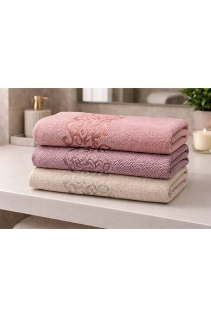 Jacquard Face Towel 50X90 cm 100% Cotton Soft Textured 3-Piece Towel Set
