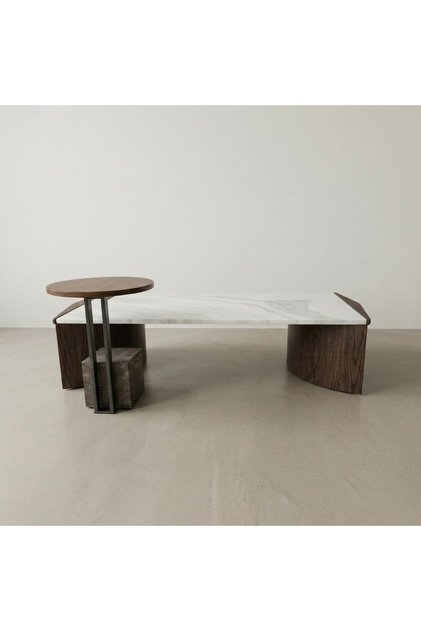 Alina Beige Wood & Tempered Glass Coffee Table