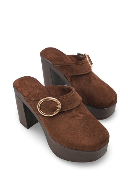 Astra Gioia Women's Heeled Slippers 0012779 Brown Suede