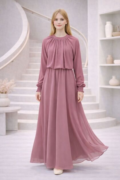 DAON'S Chiffon Fabric with Stone on the Front, Girls' Women's Tight-Fitting  Dress- Trendyol