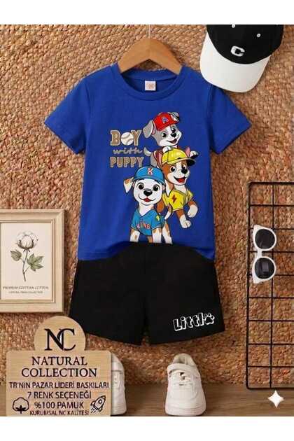 Summer Children's T-Shirt Shorts Unisex (3-Piece Dog Print)