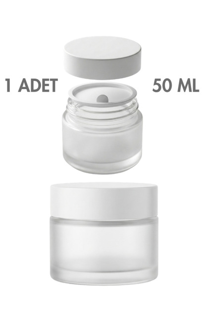 1 Piece White Lid Frosted White Glass Lip Sleeping Cream Cosmetic Hand Care Travel Jar 50 ml