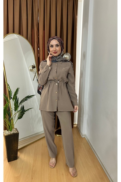 Bel Büzgülü Tesettür Takım