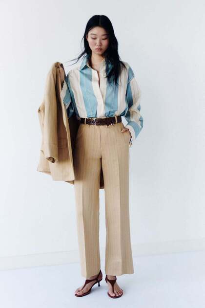 Tailored linen-blend trousers