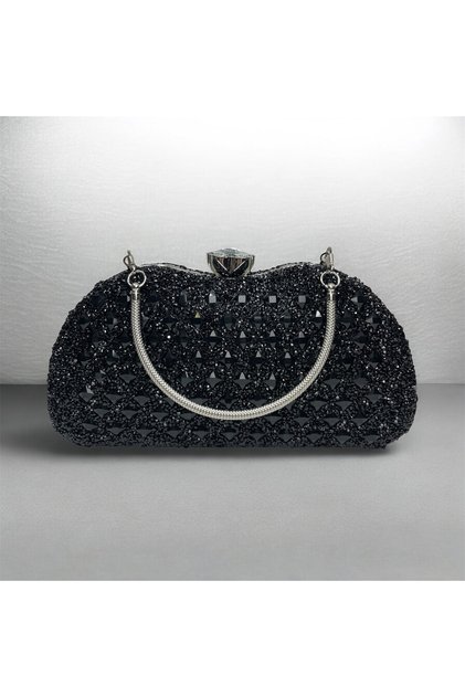 Black Square Stone Reversible Women's Evening Dress Bag