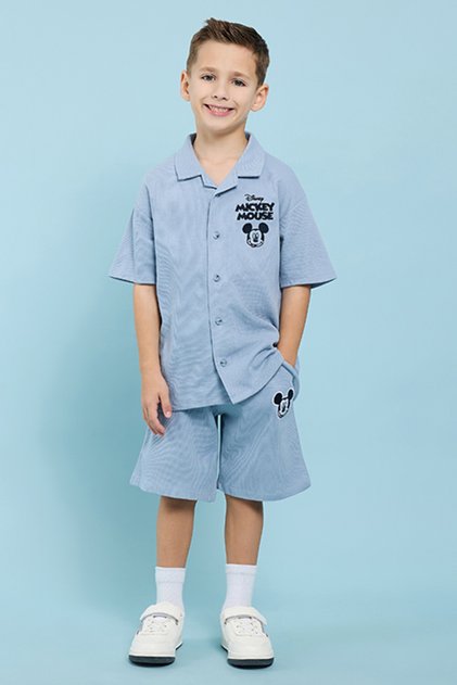 Mickey Mouse Embroidered Shirt and Shorts Set