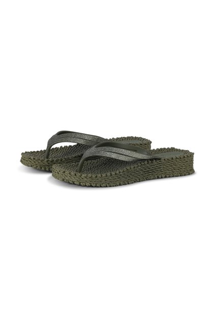 Army Cheerful13 - Green Platform Flip Flops
