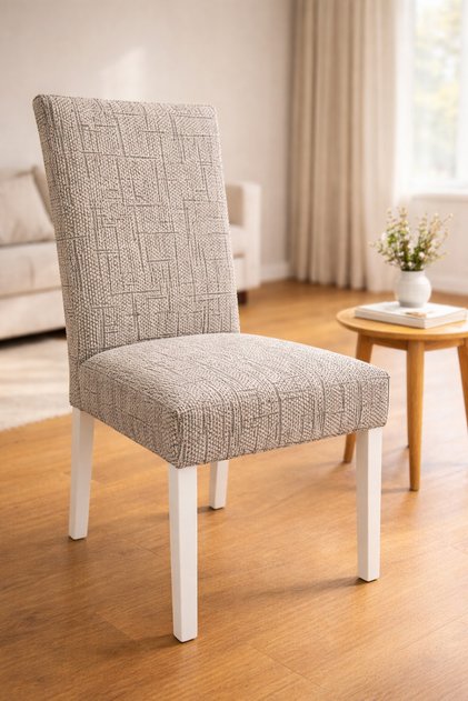 Sandalye Kılıfı Likralı Yıkanabilir Streç Lastikli Sandalye Örtüsü Kahverengi Renk 6`lı