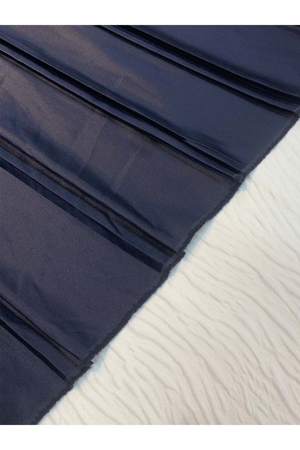 Navy Blue Satin Pleated Fabric 20 cm Pleat Spacing