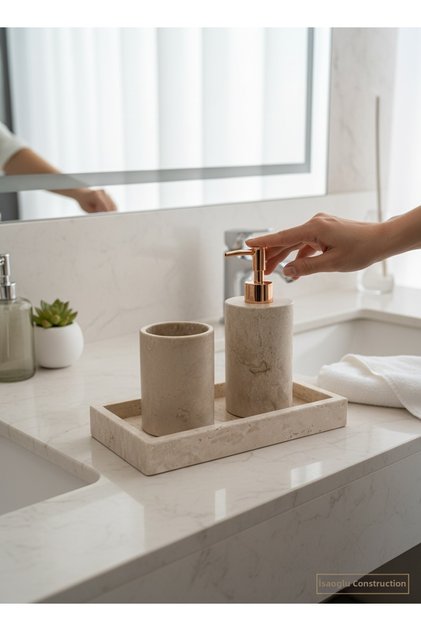 Copper Travertine Soap Dish Bathroom Set Natural Stone Handmade Soap Holder Toothbrush Holder Bronze Bathroom Set