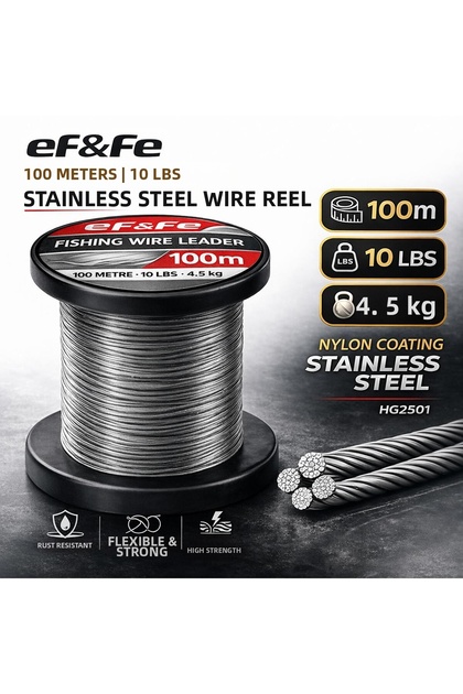 Hg2501 Steel Wire Reel 100m 10Lbs 4.5kg Nylon Coating Stainless Steel