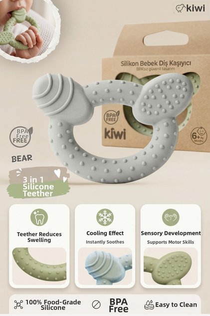 Bear Silicone Teether | Coolable, Bpa-Free, Sensory Enhancing Toy