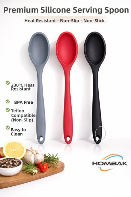 Premium Silicone Serving Spoon – Heat Resistant, Teflon-Friendly Ergonomic Kitchen Spoon