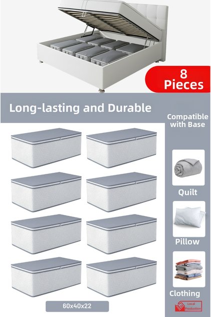 Set of 8 - Geometric Striped Large Size under Bed & under Sofa Bed Storage Bags (60 X 40 X 22 cm)