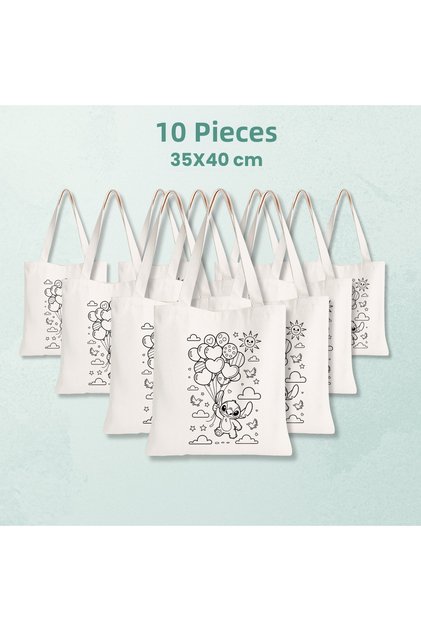 10 Pieces Stitch Paintable Cloth Bags - Educational Hobby Painting Bag for Kids