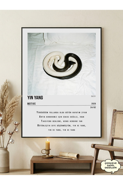 postercraft Motive Yin Yang Tasarım Ahşap Tablo Poster (Çerçevesiz