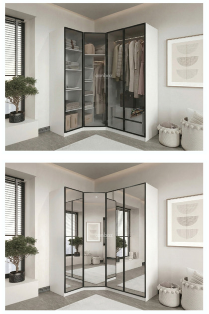 Esla modüllü 4 cam kapaklı köşe %100 MDF (KURULUM DAHİL)
