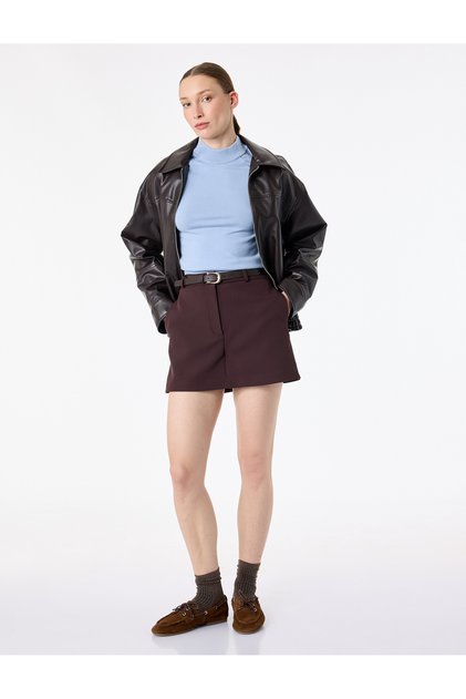 Belt Detailed Mini Short Skirt