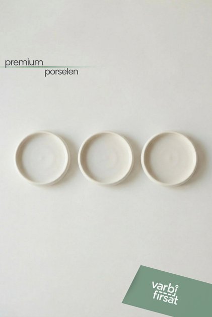 Aura 3'lü Porselen Sunum Tabağı 10,5 cm |Yuvarlak Servis, Kahvaltı & Pasta Tabağı