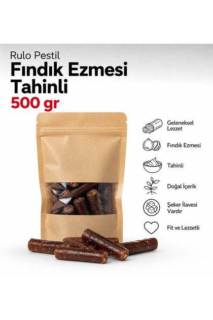 Fındık ve Tahinli Rulo Pestil 500 Gr – Doğal Enerji Atıştırmalığı
