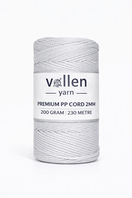 200gr/230m Premium Polyester Macrame Thread 2mm, Macrame Thread, Macrame, Supla, Bag Thread, Light Gray