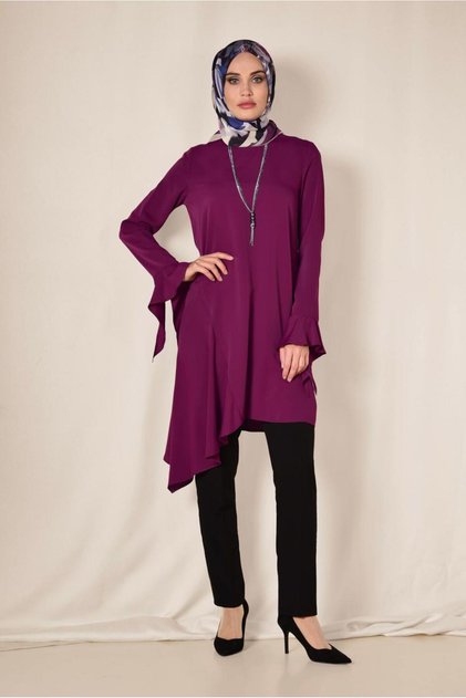 Asymetric Cut Pillise Detail Tunic 4852