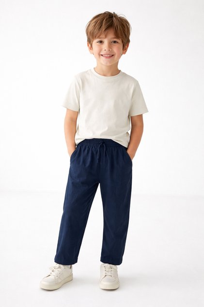 5-16 Years Old Boys' Navy Blue Muslin Trousers-13/14 Y