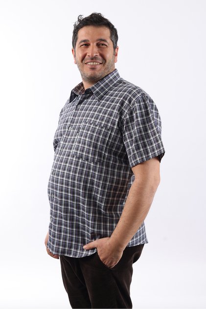 Short Sleeve Plaid Cotton Men's Shirt Kk-8072-Tss