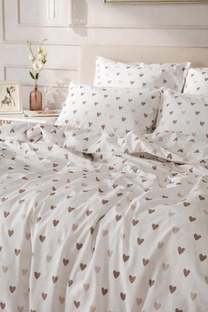 Set de lenjerie de pat pentru o persoană, 100% bumbac, Cozy Hearts