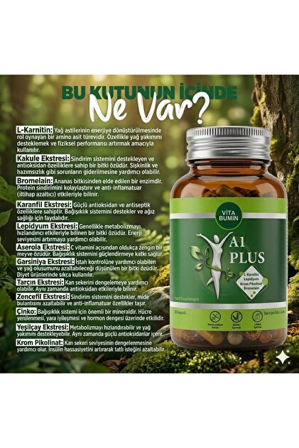 l carnitine zayıflatırmı VİTABUMİN A1 PLUS L-carnitine Lepidium - Bitkisel 30 Kapsül