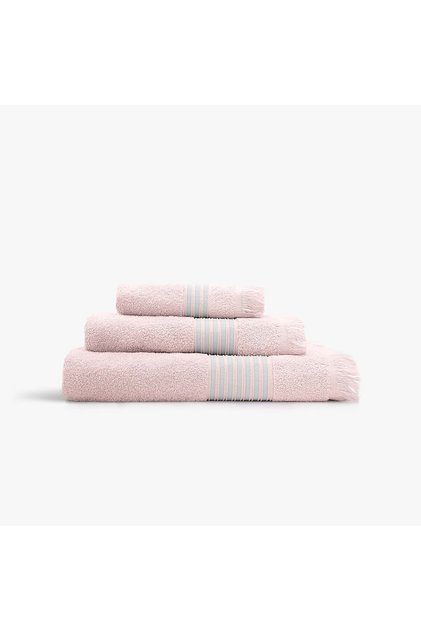 Aya Linea Series 3-Piece Towel Set Powder, 100% Aegean Cotton, Striped Border, 3-Piece Towel Set