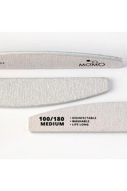 MOMO professional Protez Tırnak Kağıt Törpü, 100/180 Yarım Ay Gri