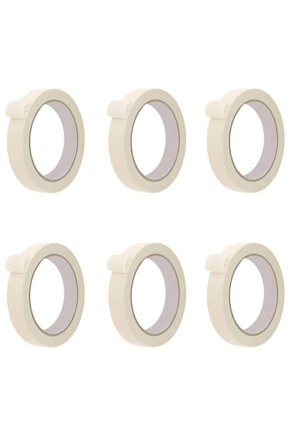 6 Adet Maskeleme Bandı Boya Bandı 18mm X 25 Metre Kağıt Bant